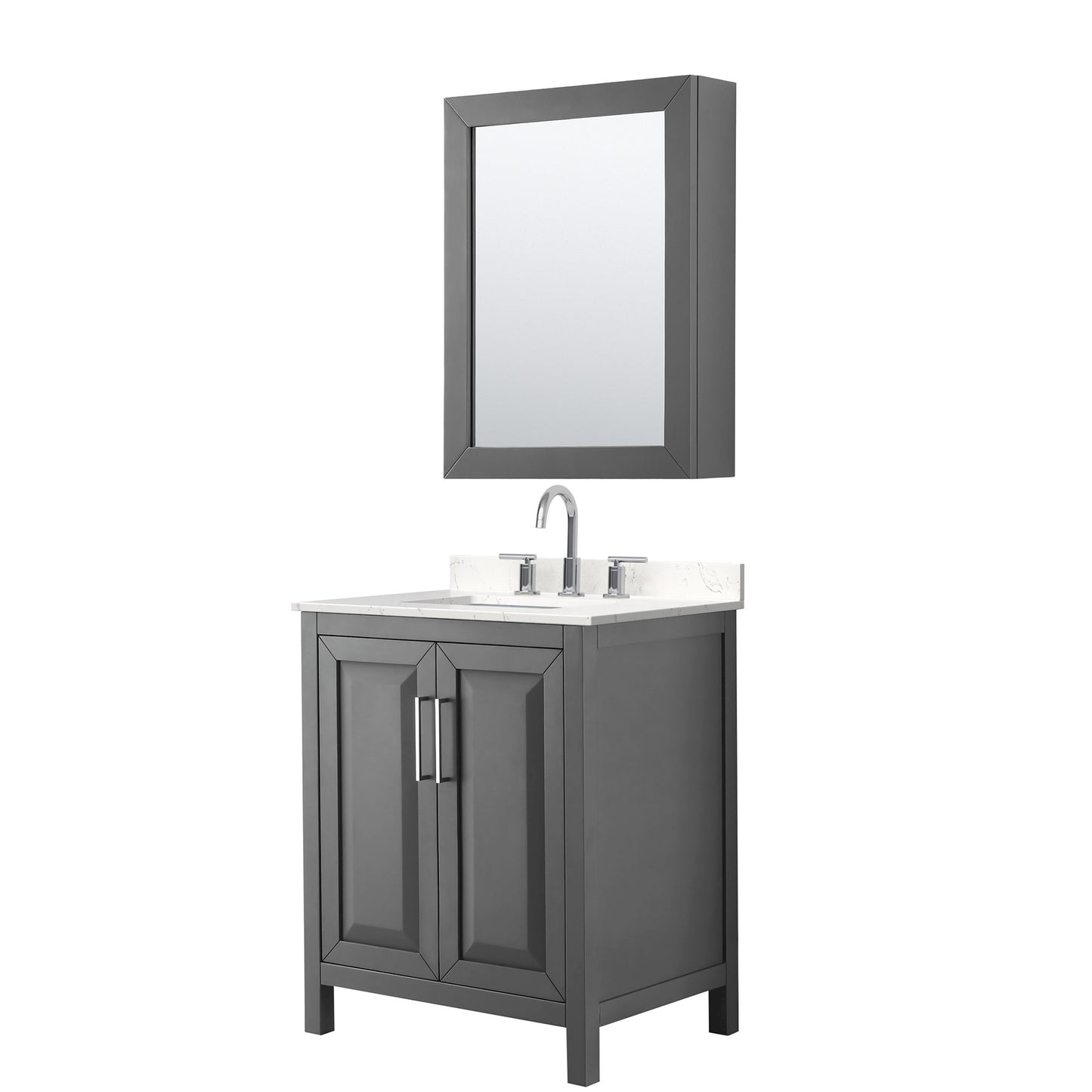 Daria Bathroom Vanity with Countertop 30 inch Single Sink 3-hole Faucet Setup