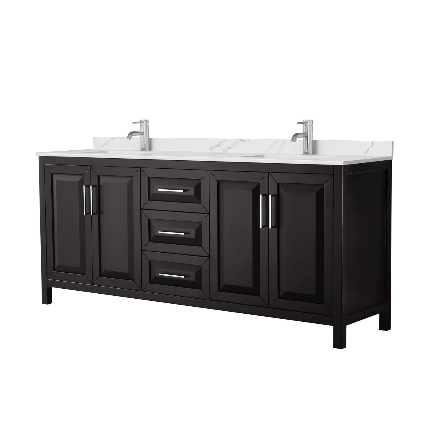 Daria Bathroom Vanity with Countertop 80 inch Double Sink Single hole Faucet Setup