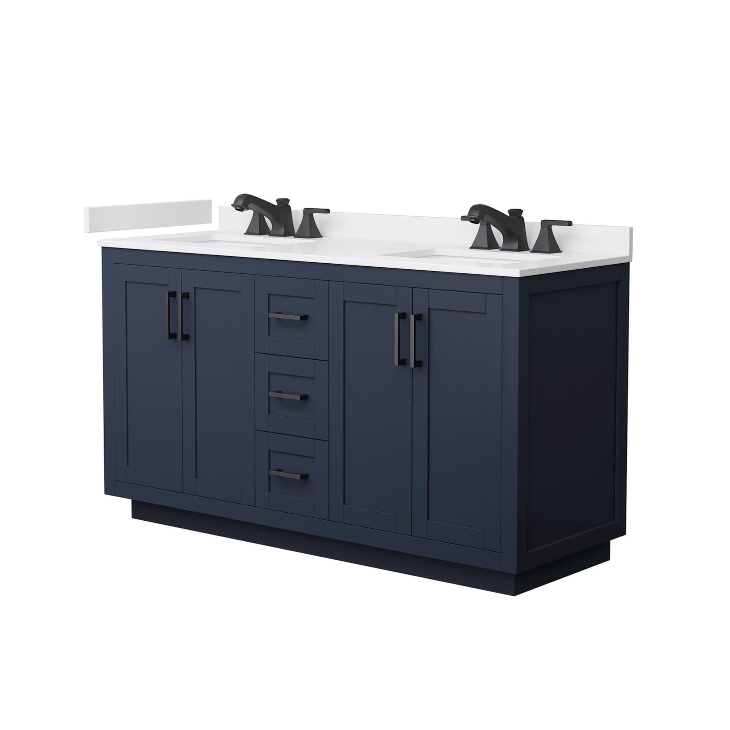 Miranda Bathroom Vanity with Countertop 60 inch Double Sink 3-hole Faucet Setup