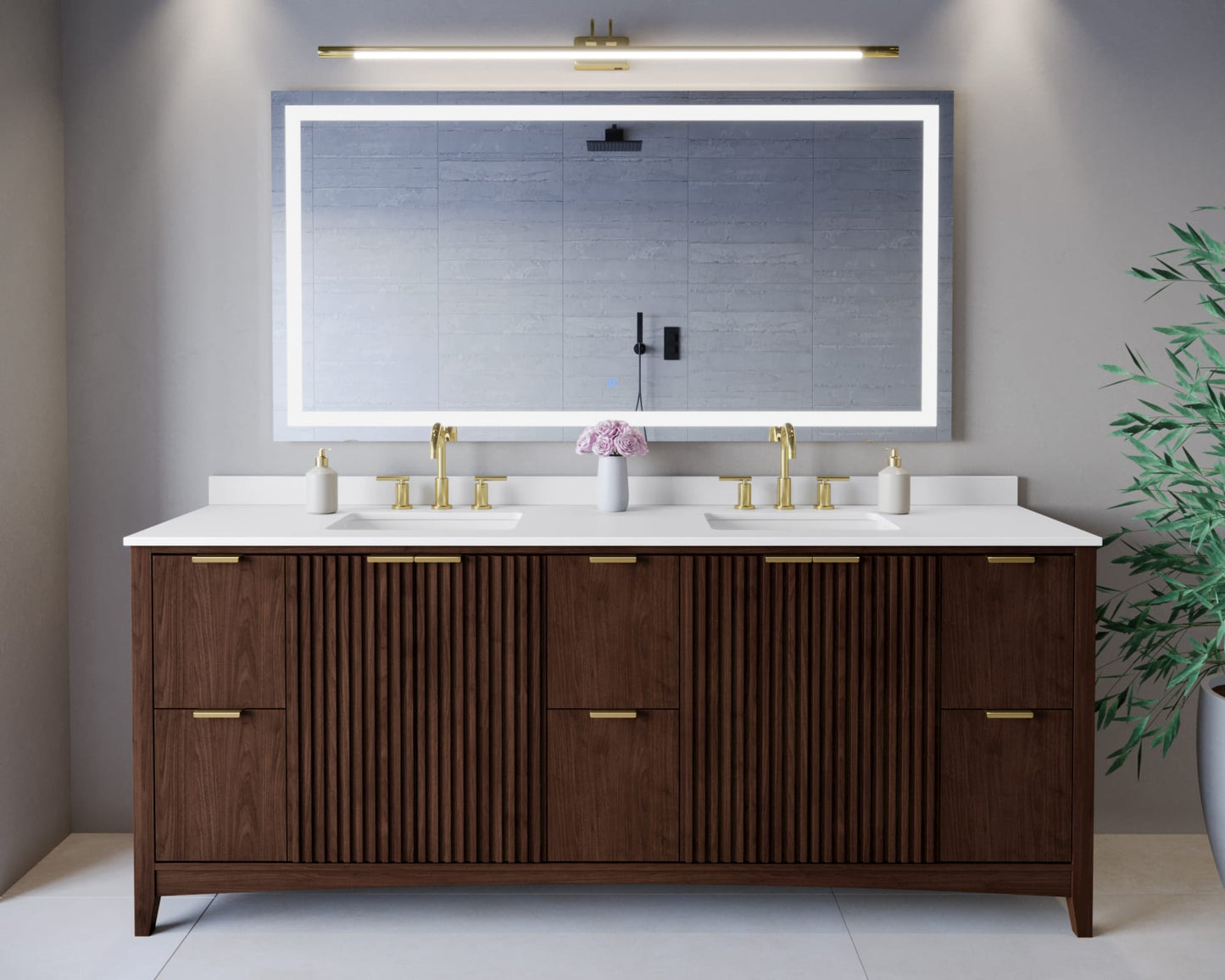 Palmilla Bathroom Vanity with Countertop 84 inch Double Sink 3-hole Faucet Setup