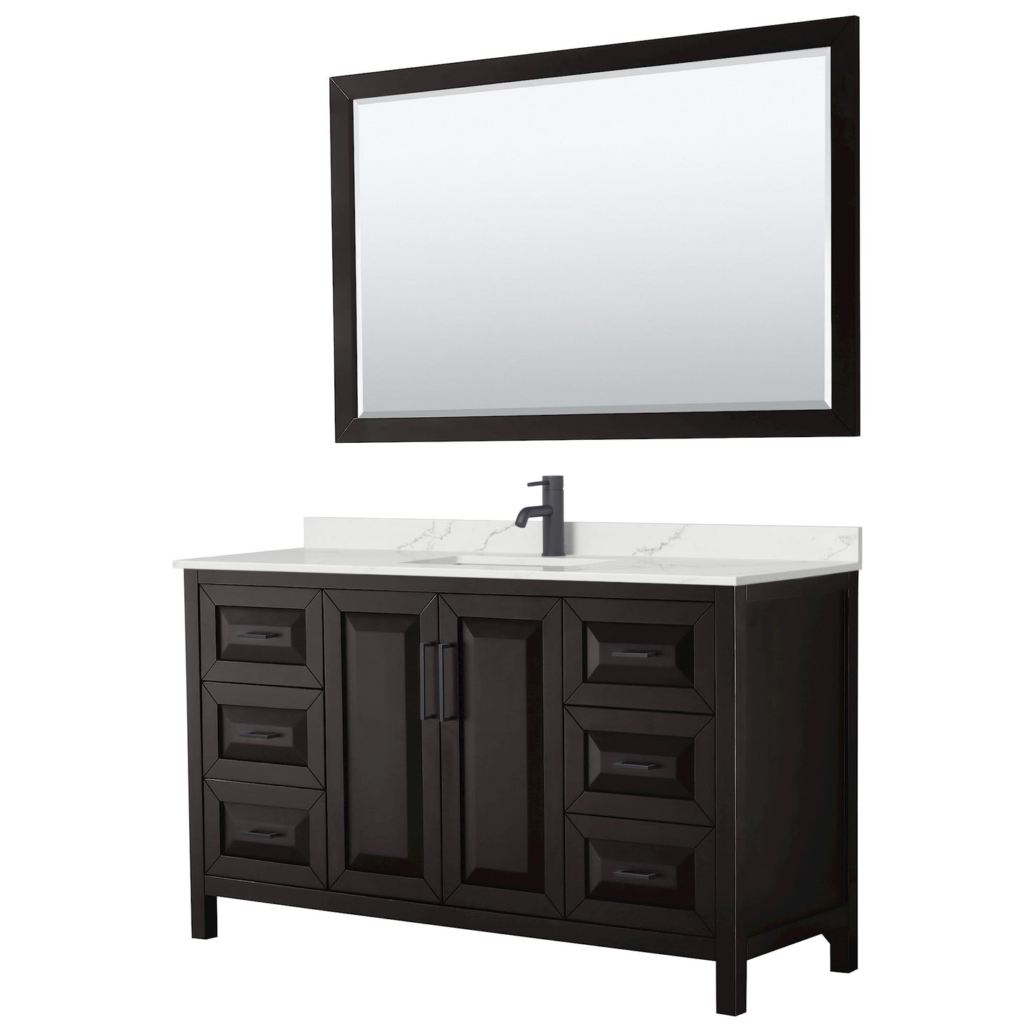Daria Bathroom Vanity with Countertop 60 inch Single Sink Single hole Faucet Setup