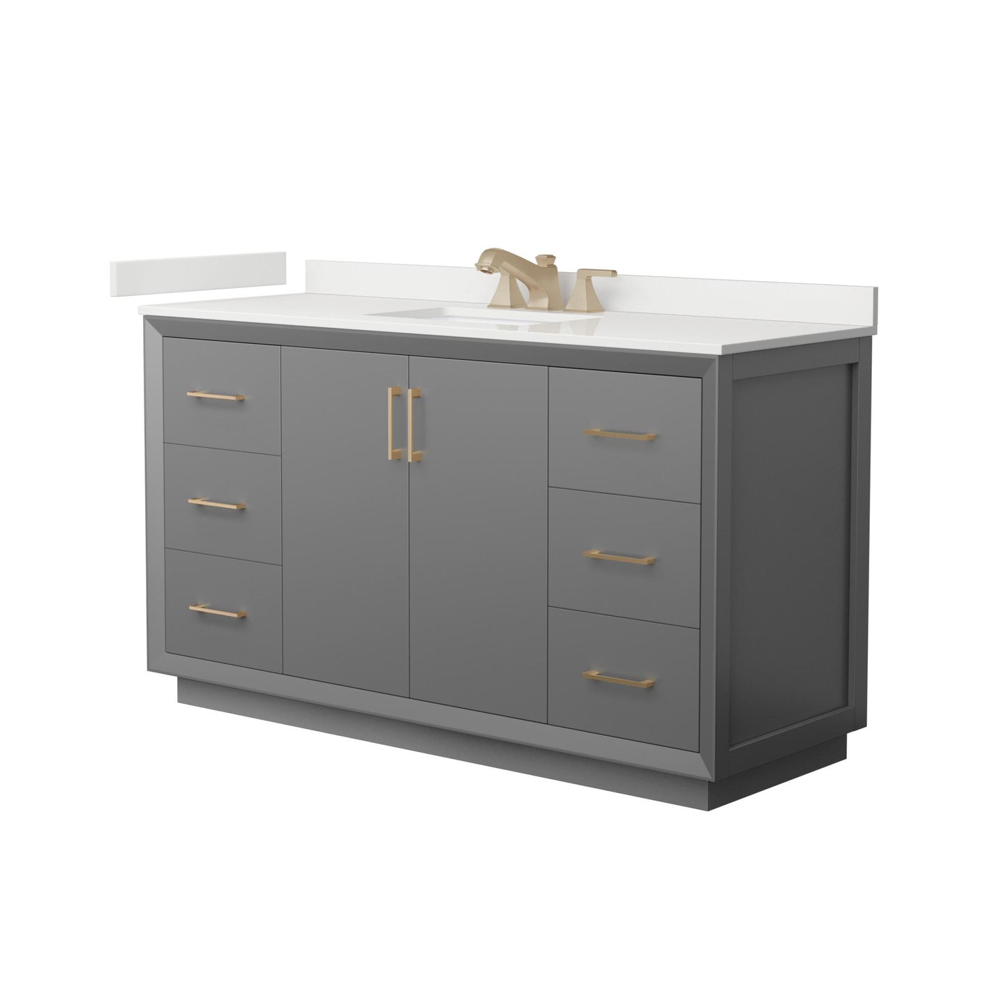 Strada Bathroom Vanity with Countertop 60 inch Single Sink 3-hole Faucet Setup