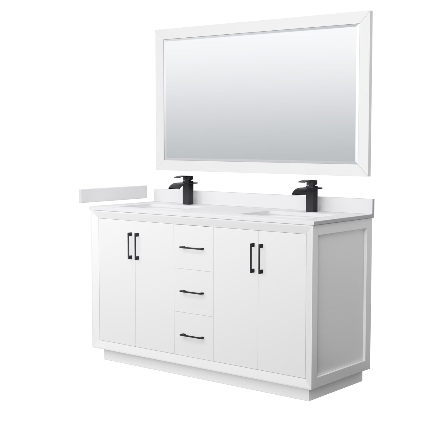 Strada Bathroom Vanity with Countertop 60 inch Double Sink Single hole Faucet Setup