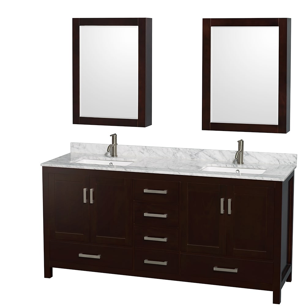 Sheffield Bathroom Vanity with Countertop 72 inch Double Sink Single hole Faucet Setup