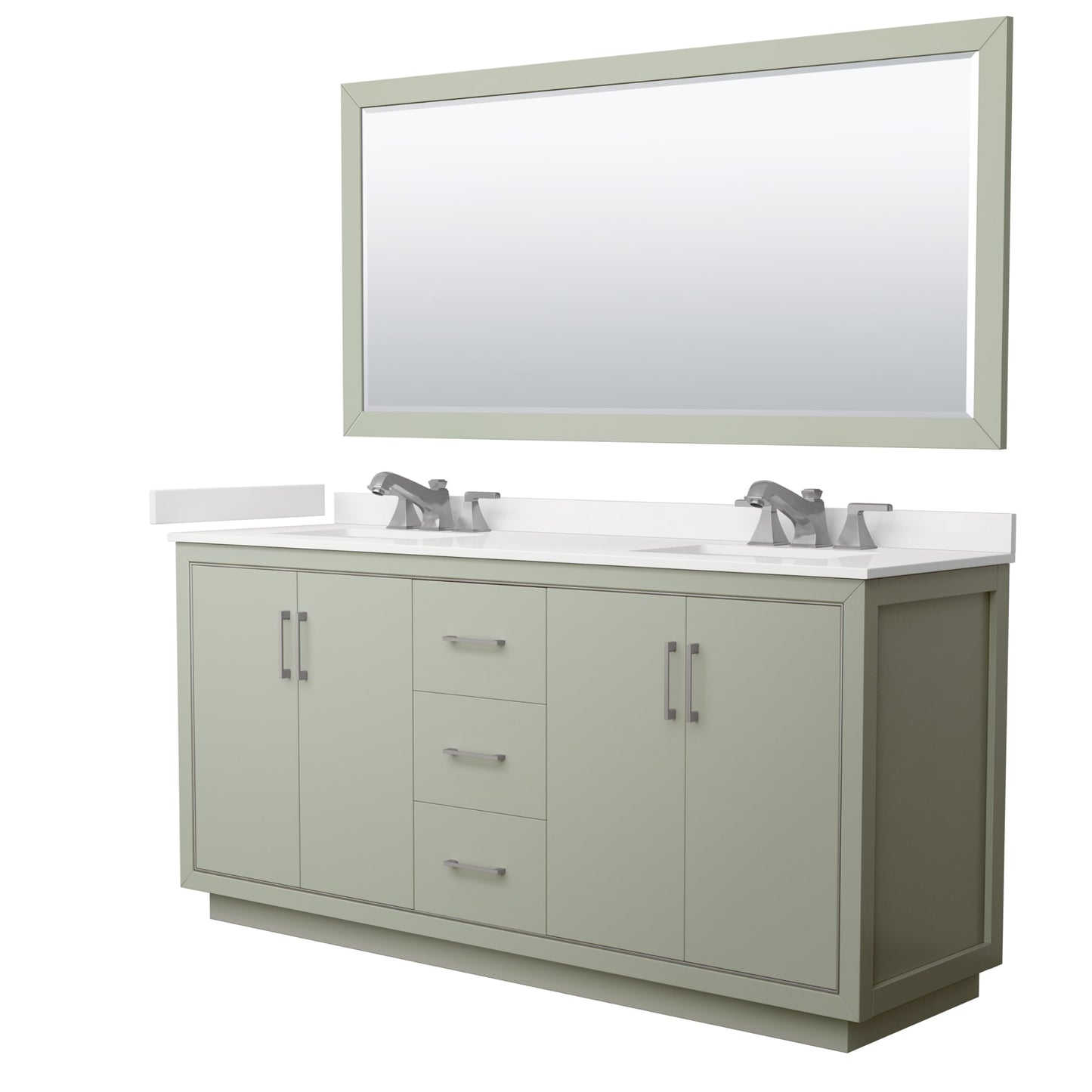 Icon Bathroom Vanity with Countertop 72 inch Double Sink 3-hole Faucet Setup