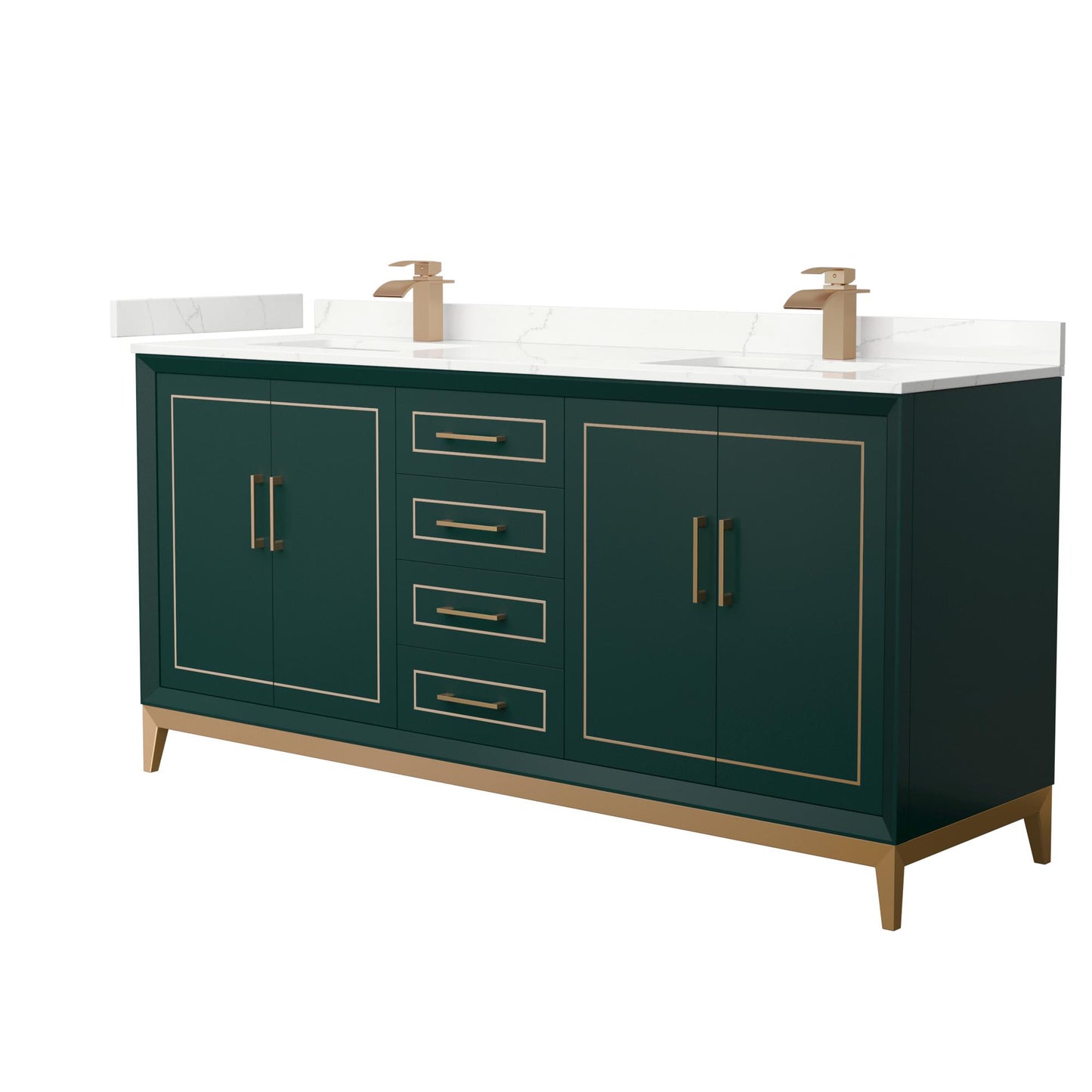 Marlena Bathroom Vanity with Countertop 72 inch Double Sink Single hole Faucet Setup