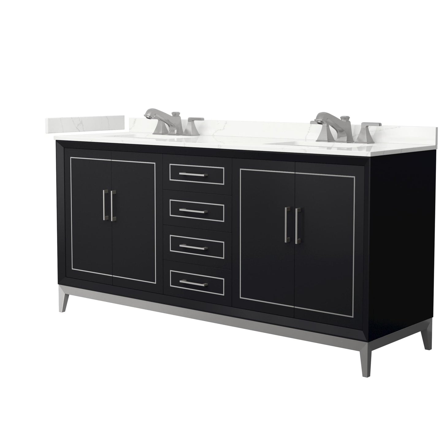 Marlena Bathroom Vanity with Countertop 72 inch Double Sink 3-hole Faucet Setup