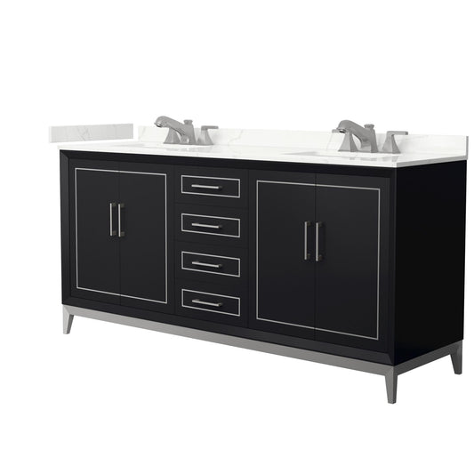 Marlena Bathroom Vanity with Countertop 72 inch Double Sink 3-hole Faucet Setup