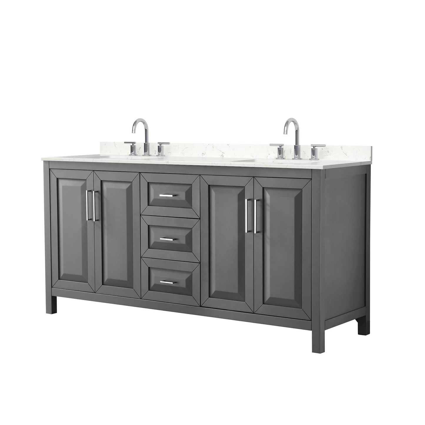 Daria Bathroom Vanity with Countertop 72 inch Double Sink 3-hole Faucet Setup