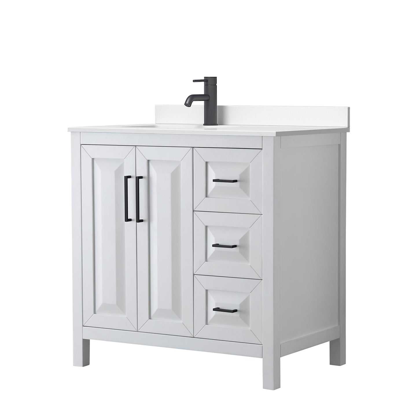 Daria Bathroom Vanity with Countertop 36 inch Single Sink Single hole Faucet Setup