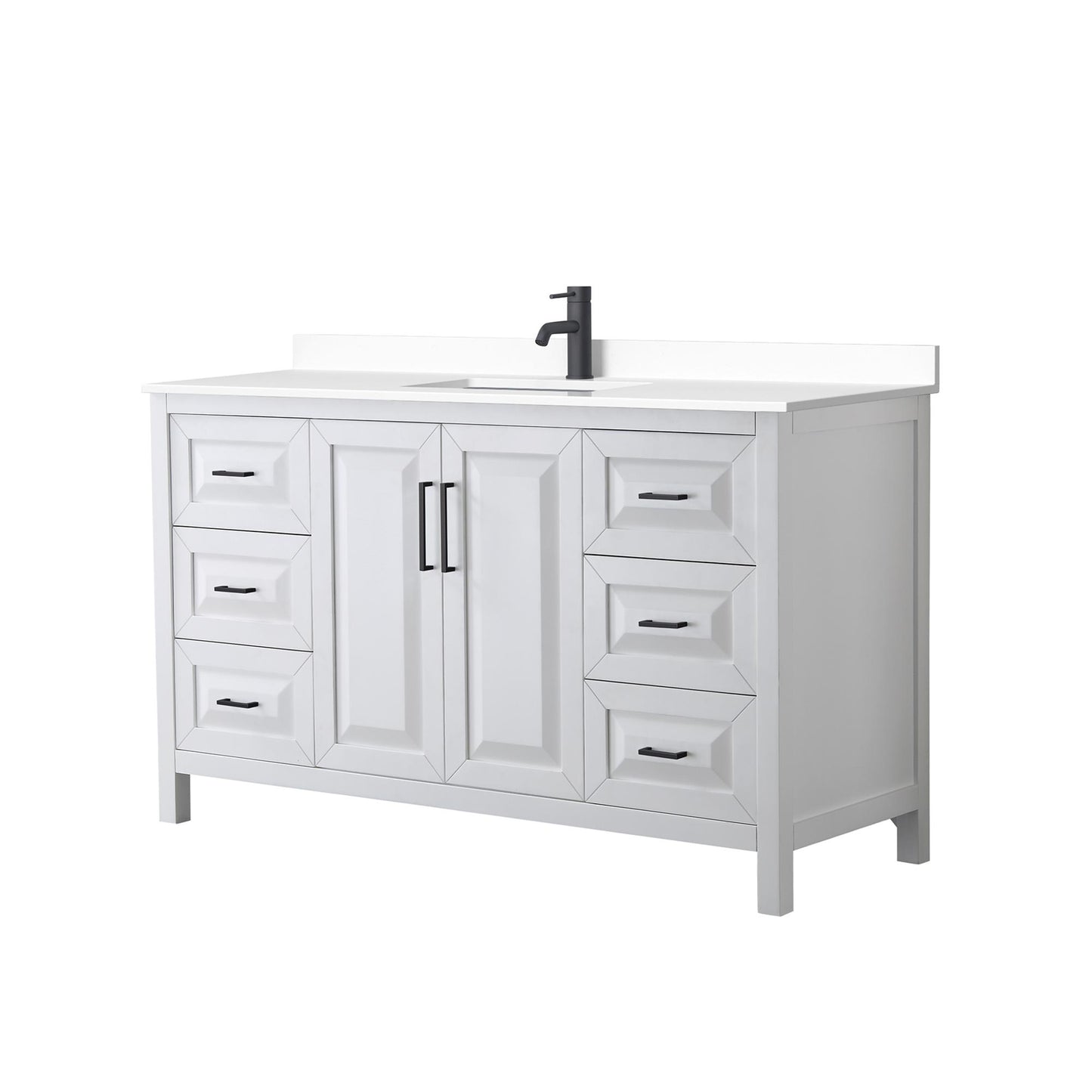 Daria Bathroom Vanity with Countertop 60 inch Single Sink Single hole Faucet Setup
