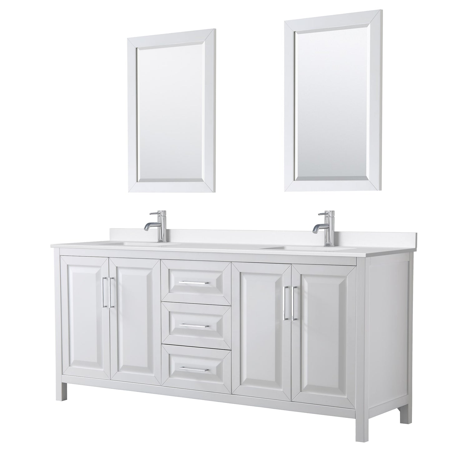 Daria Bathroom Vanity with Countertop 80 inch Double Sink Single hole Faucet Setup