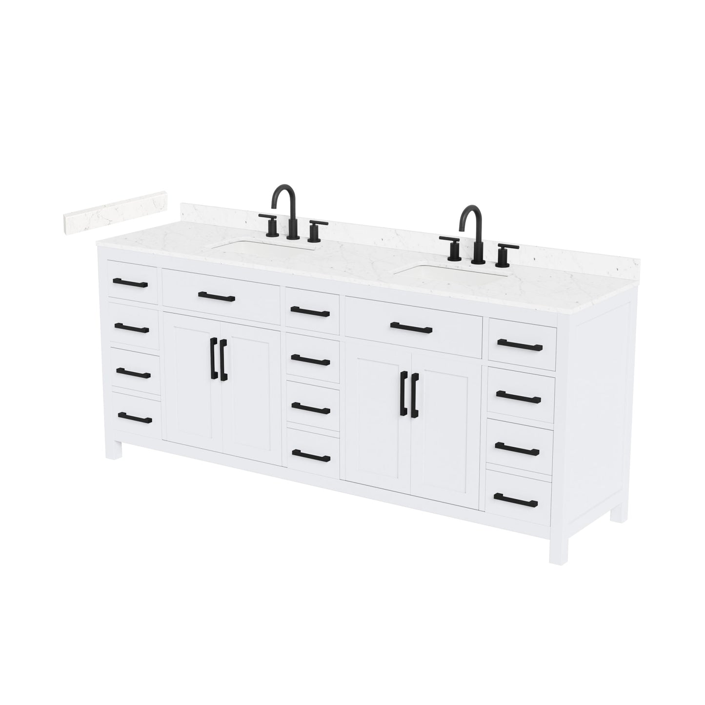 Beckett Bathroom Vanity with Countertop 84 inch Double Sink 3-hole Faucet Setup