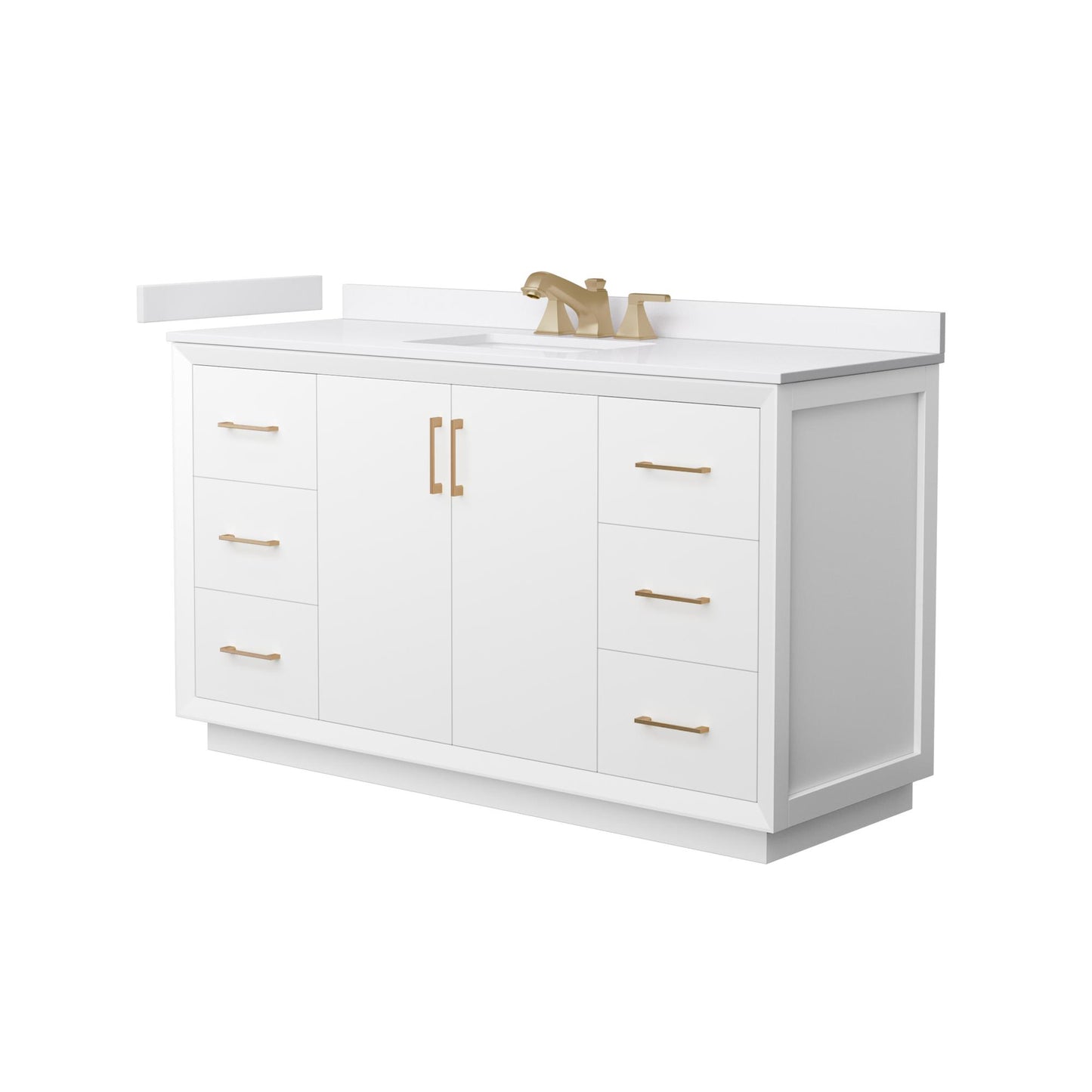 Strada Bathroom Vanity with Countertop 60 inch Single Sink 3-hole Faucet Setup