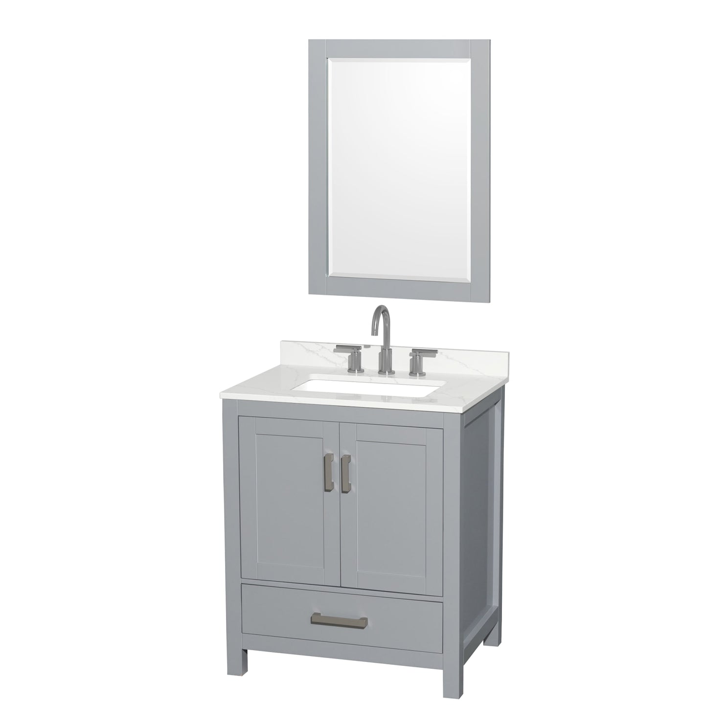 Sheffield Bathroom Vanity with Countertop 30 inch Single Sink 3-hole Faucet Setup