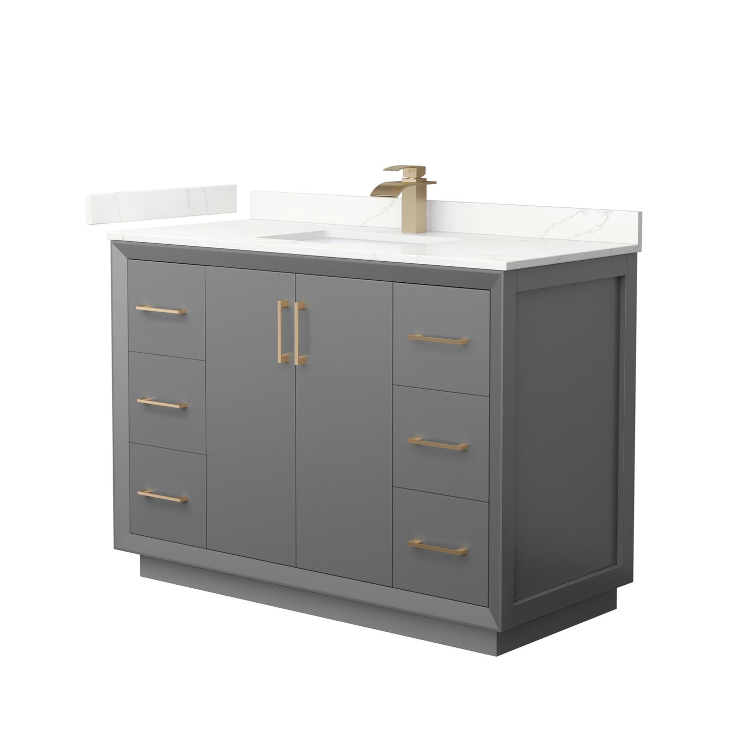 Strada Bathroom Vanity with Countertop 48 inch Single Sink Single hole Faucet Setup