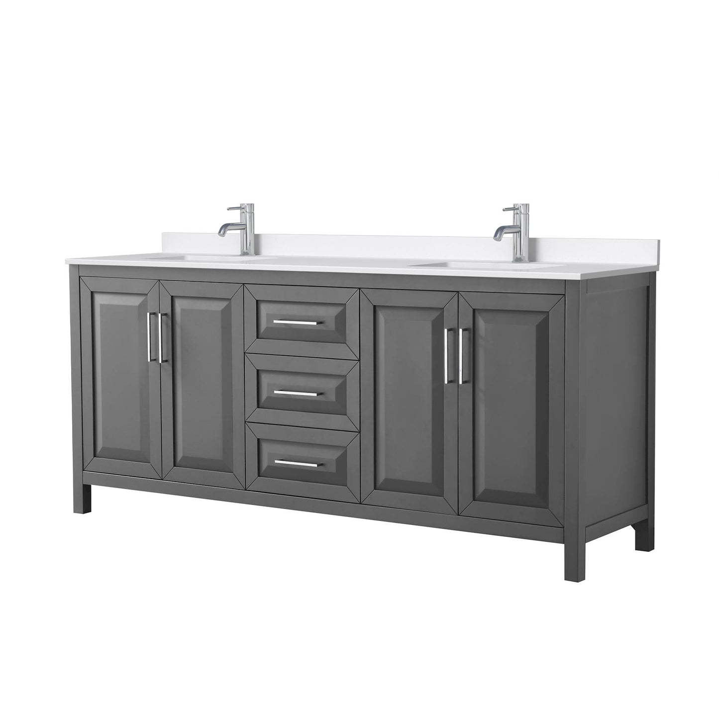 Daria Bathroom Vanity with Countertop 80 inch Double Sink Single hole Faucet Setup