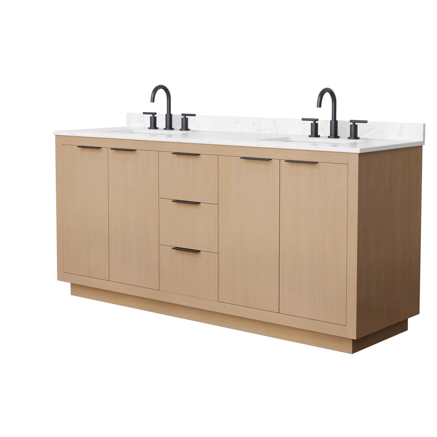 Maroni Bathroom Vanity with Countertop 72 inch Double Sink 3-hole Faucet Setup