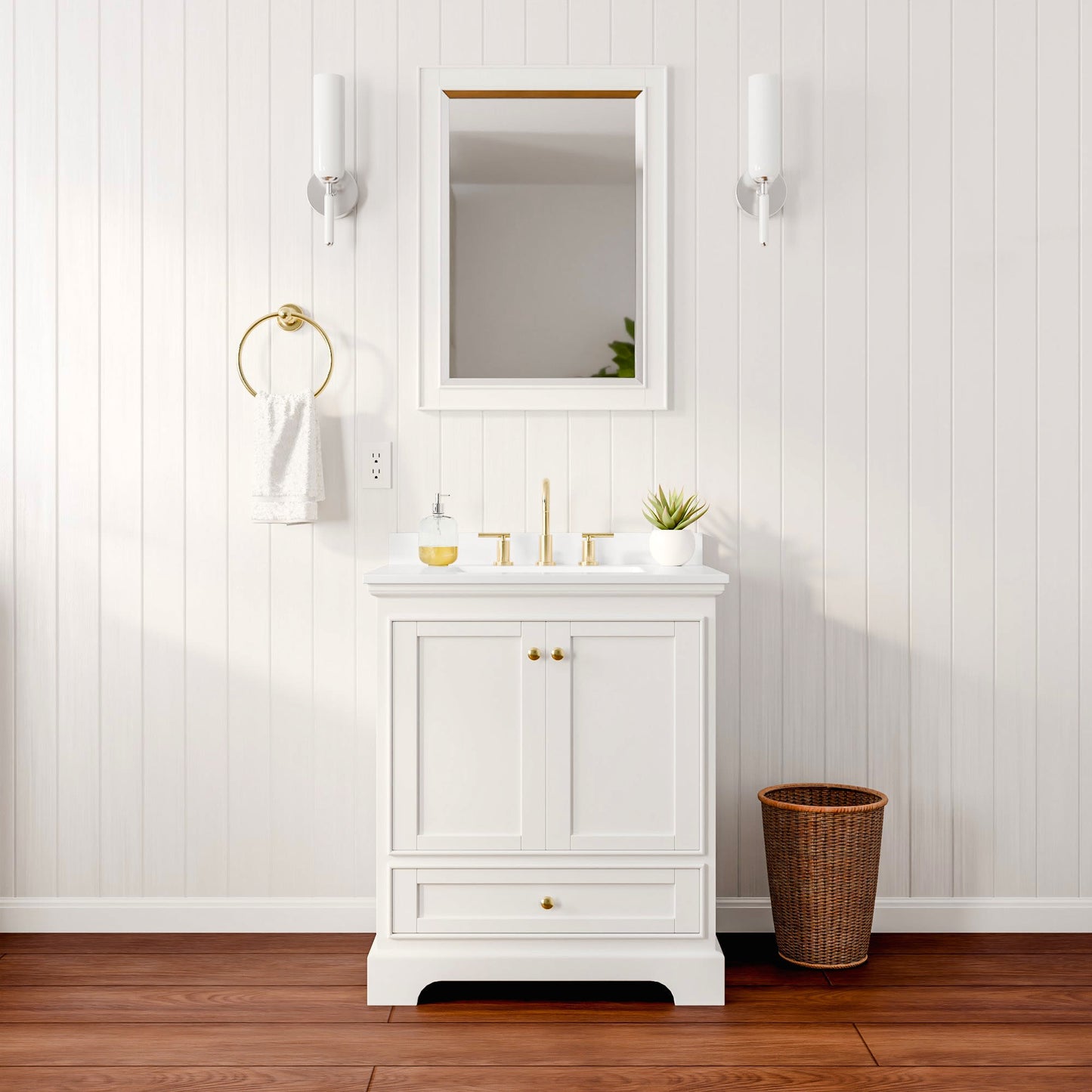 Deborah Bathroom Vanity with Countertop 30 inch Single Sink 3-hole Faucet Setup