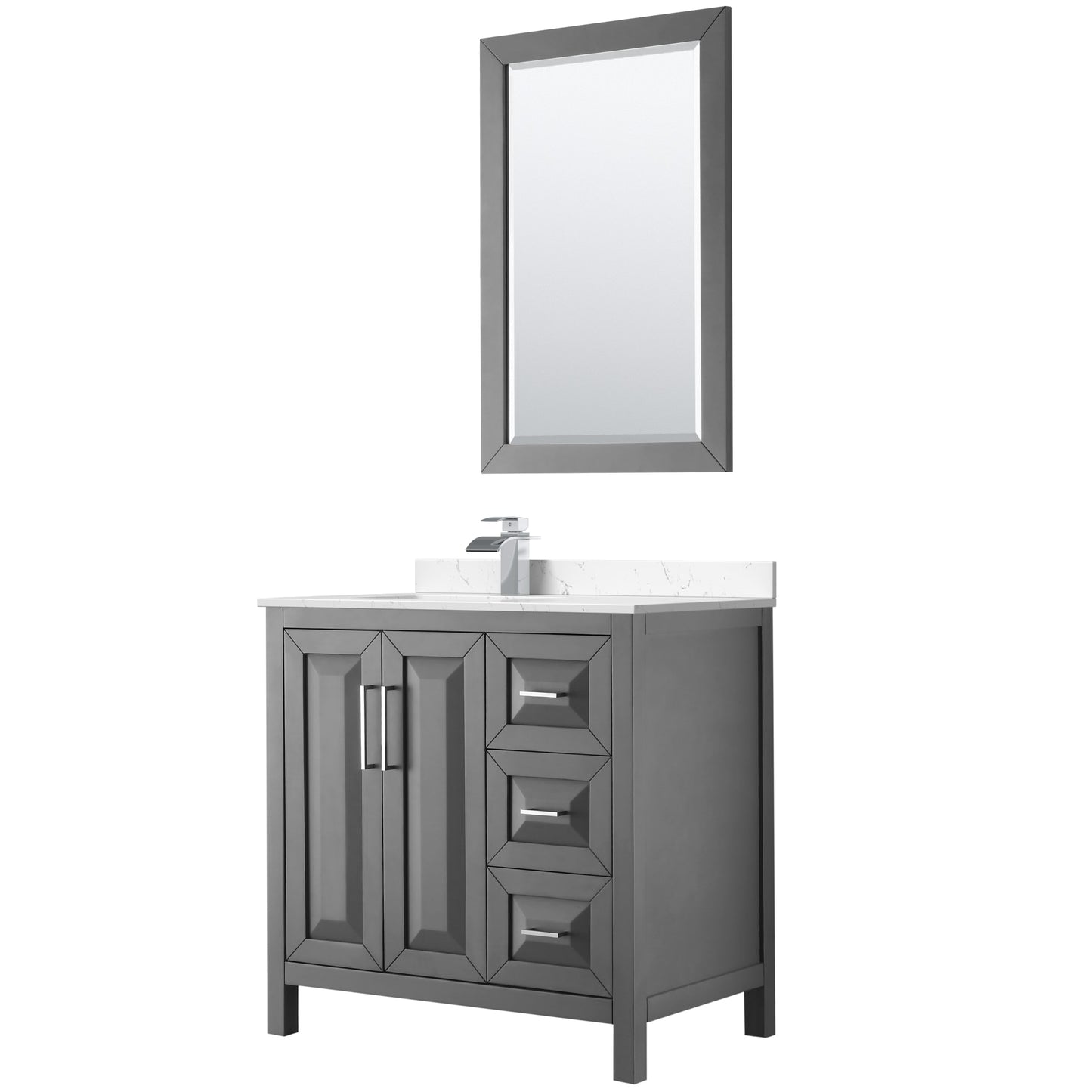 Daria Bathroom Vanity with Countertop 36 inch Single Sink Single hole Faucet Setup