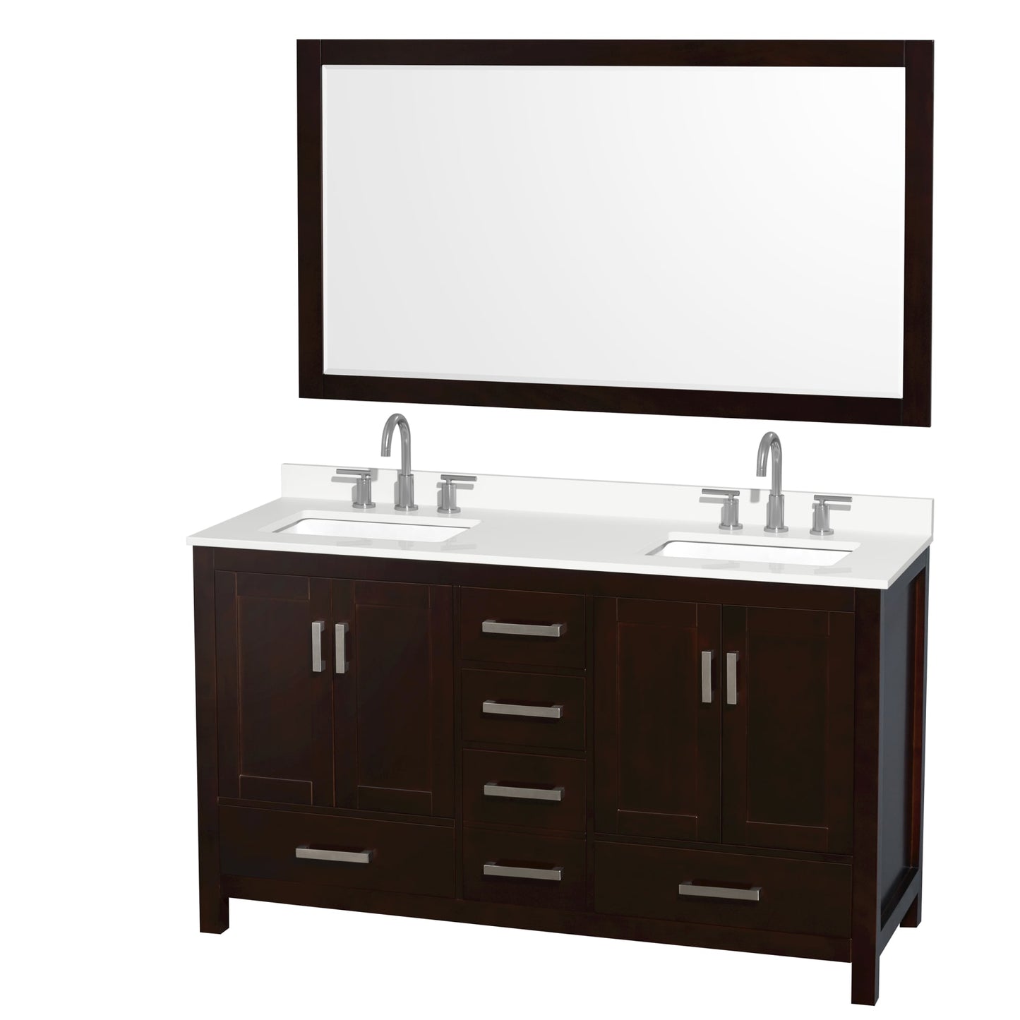 Sheffield Bathroom Vanity with Countertop 60 inch Double Sink 3-hole Faucet Setup