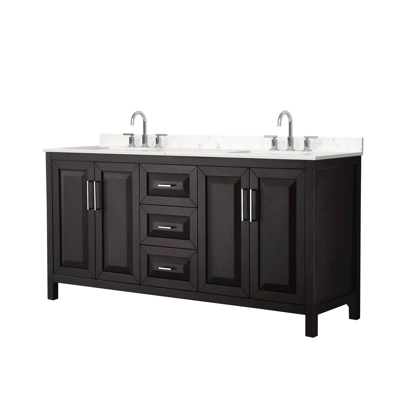 Daria Bathroom Vanity with Countertop 72 inch Double Sink 3-hole Faucet Setup