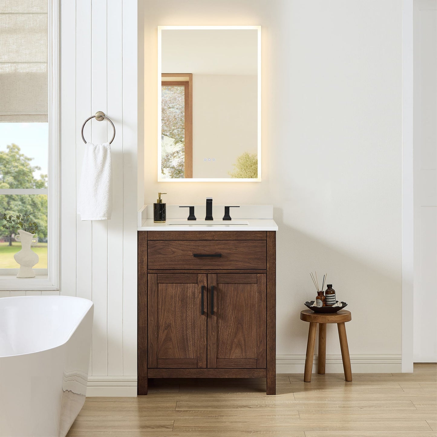 Beckett Bathroom Vanity with Countertop 30 inch Single Sink 3-hole Faucet Setup