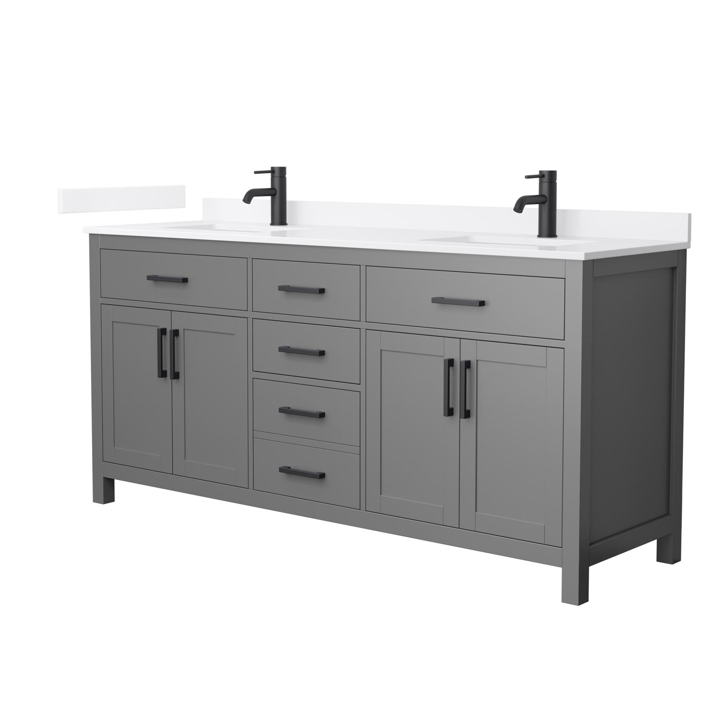 Beckett Bathroom Vanity with Countertop 72 inch Double Sink Single hole Faucet Setup