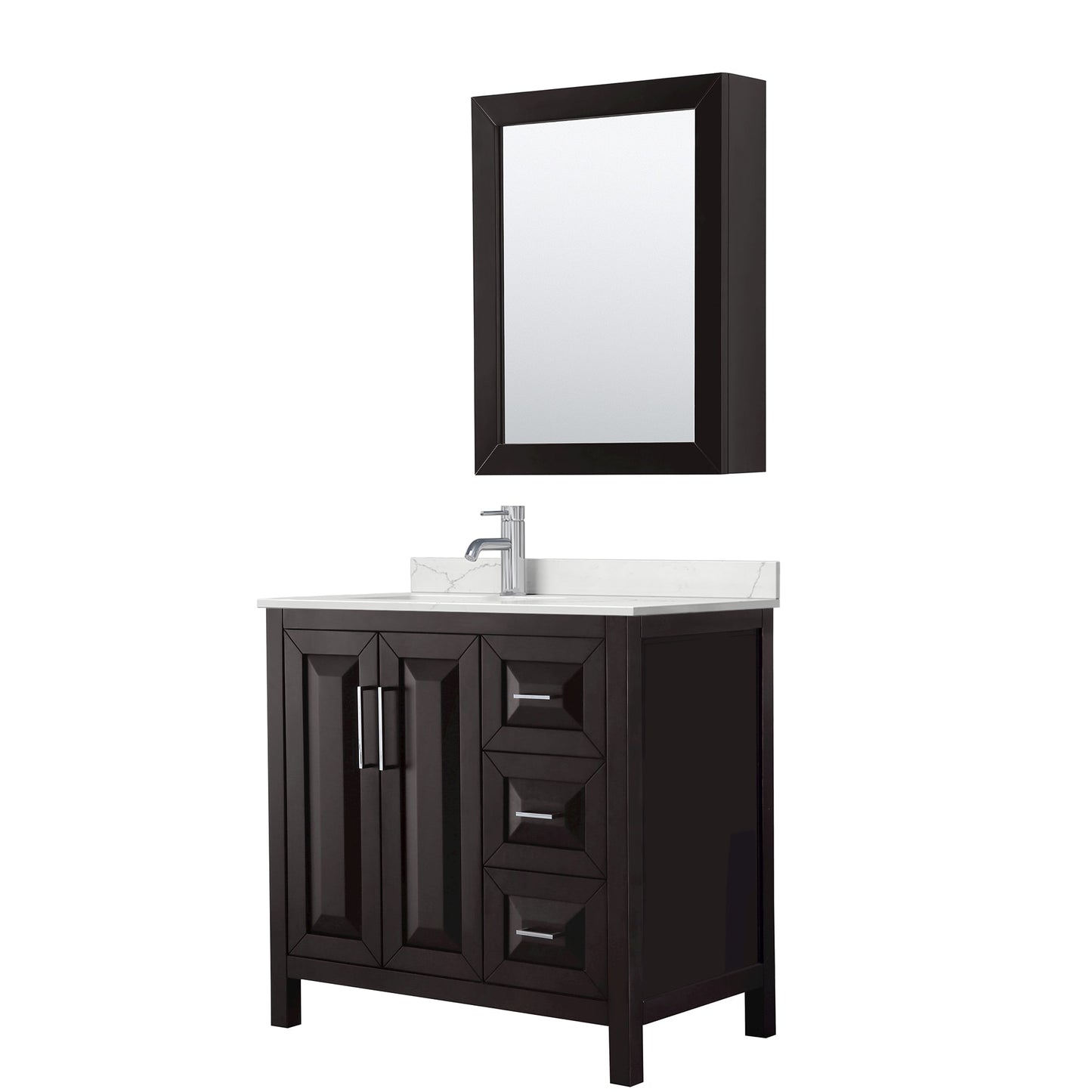 Daria Bathroom Vanity with Countertop 36 inch Single Sink Single hole Faucet Setup