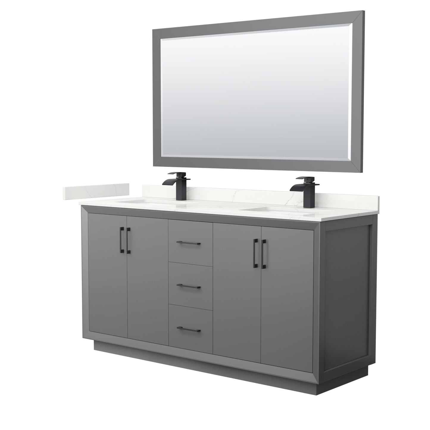 Strada Bathroom Vanity with Countertop 66 inch Double Sink Single hole Faucet Setup