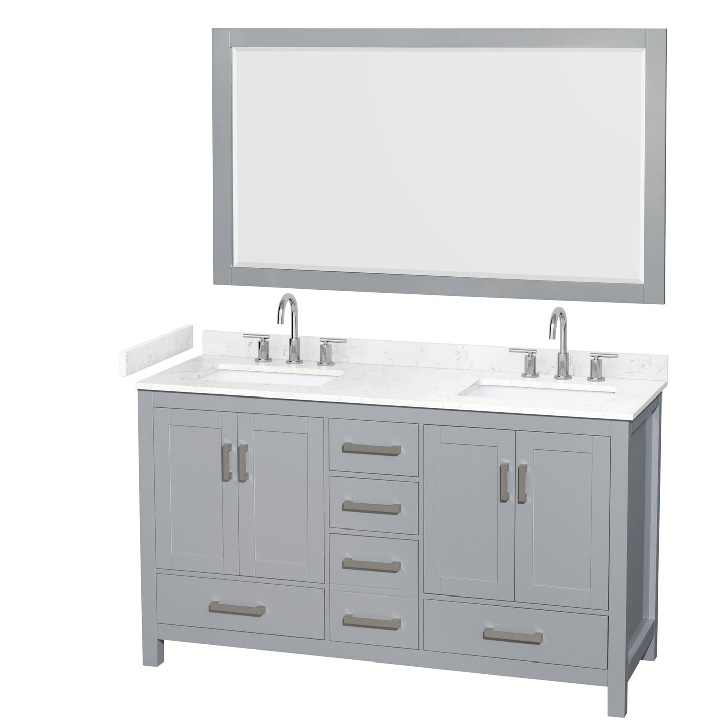 Sheffield Bathroom Vanity with Countertop 60 inch Double Sink 3-hole Faucet Setup