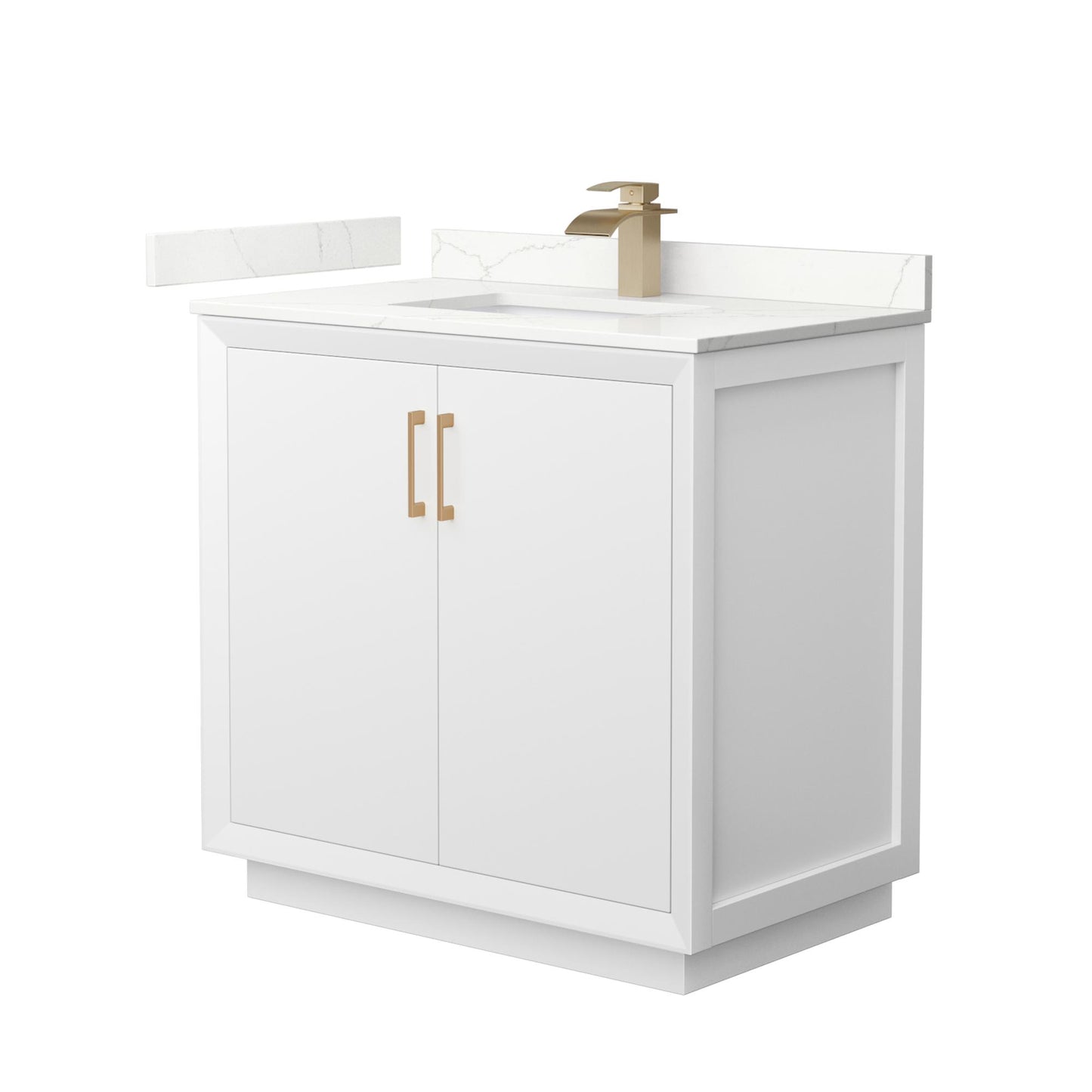 Strada Bathroom Vanity with Countertop 36 inch Single Sink Single hole Faucet Setup