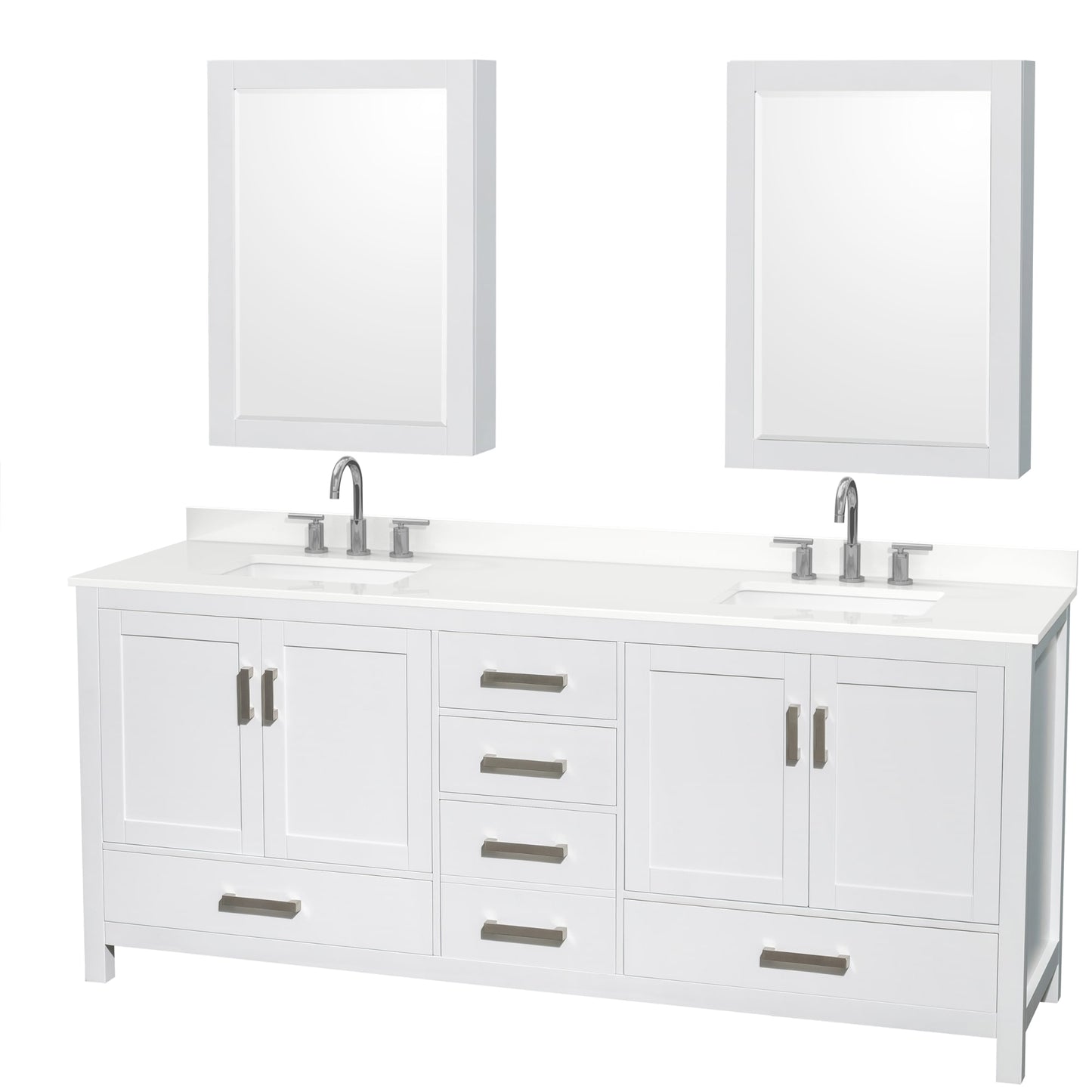 Sheffield Bathroom Vanity with Countertop 80 inch Double Sink 3-hole Faucet Setup