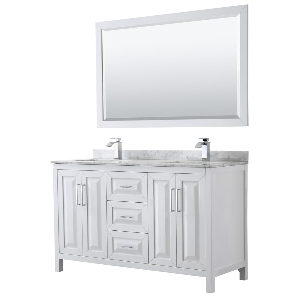 Daria Bathroom Vanity with Countertop 60 inch Double Sink Single hole Faucet Setup