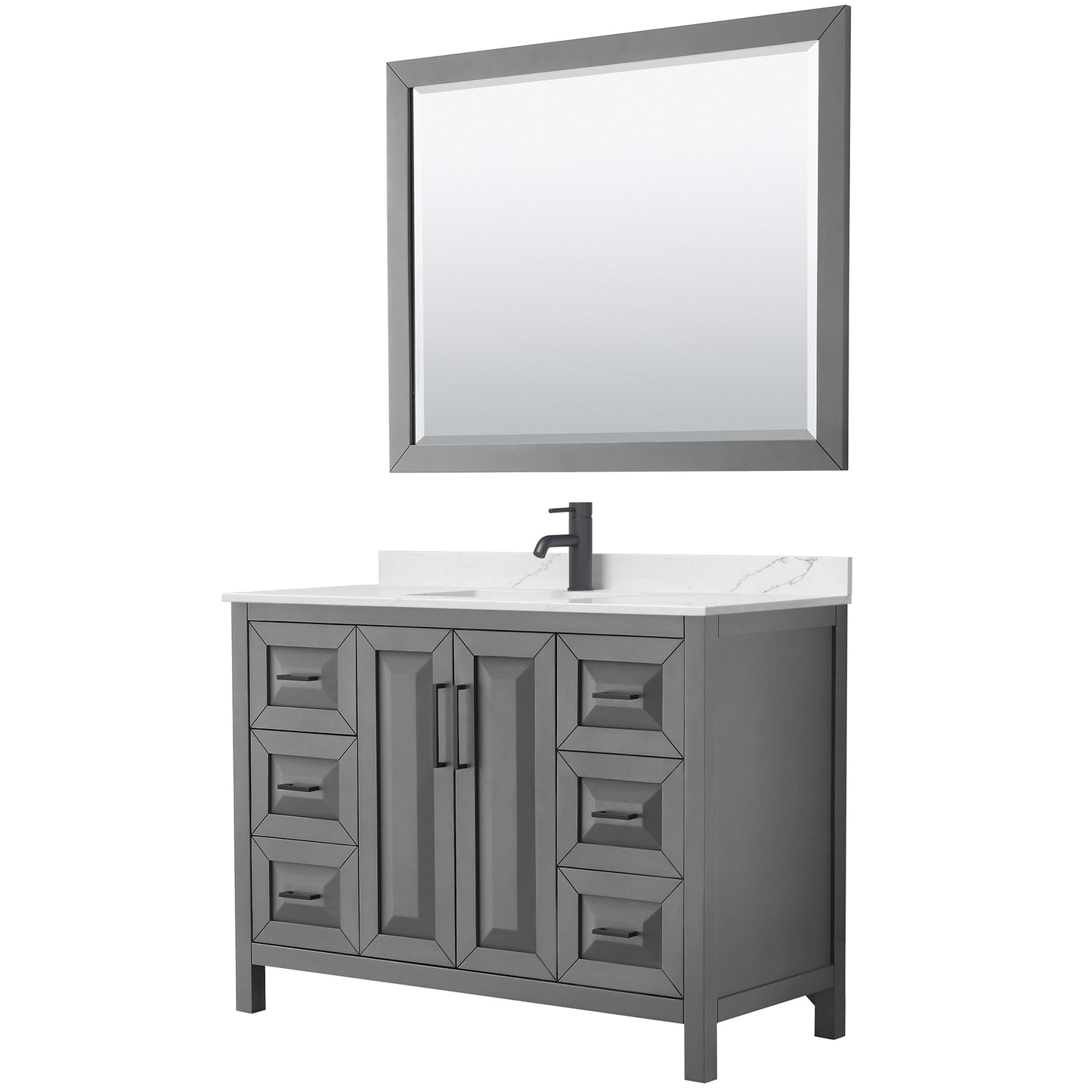 Daria Bathroom Vanity with Countertop 48 inch Single Sink Single hole Faucet Setup