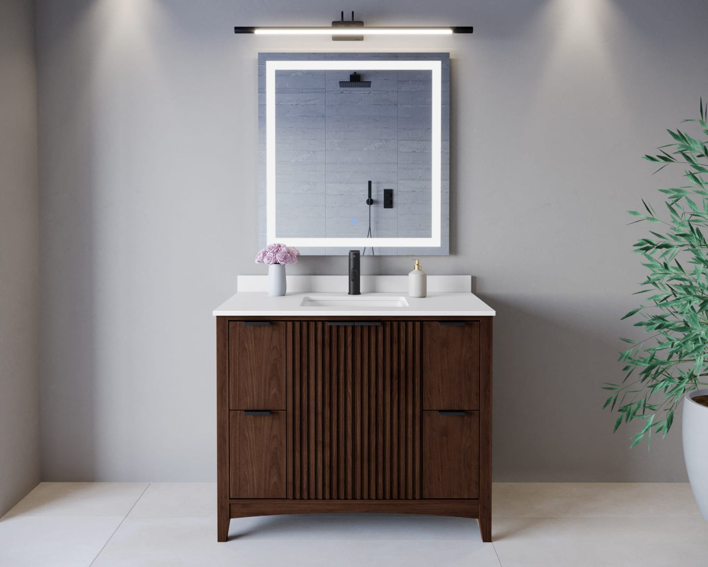 Palmilla Bathroom Vanity with Countertop 42 inch Single Sink Single hole Faucet Setup