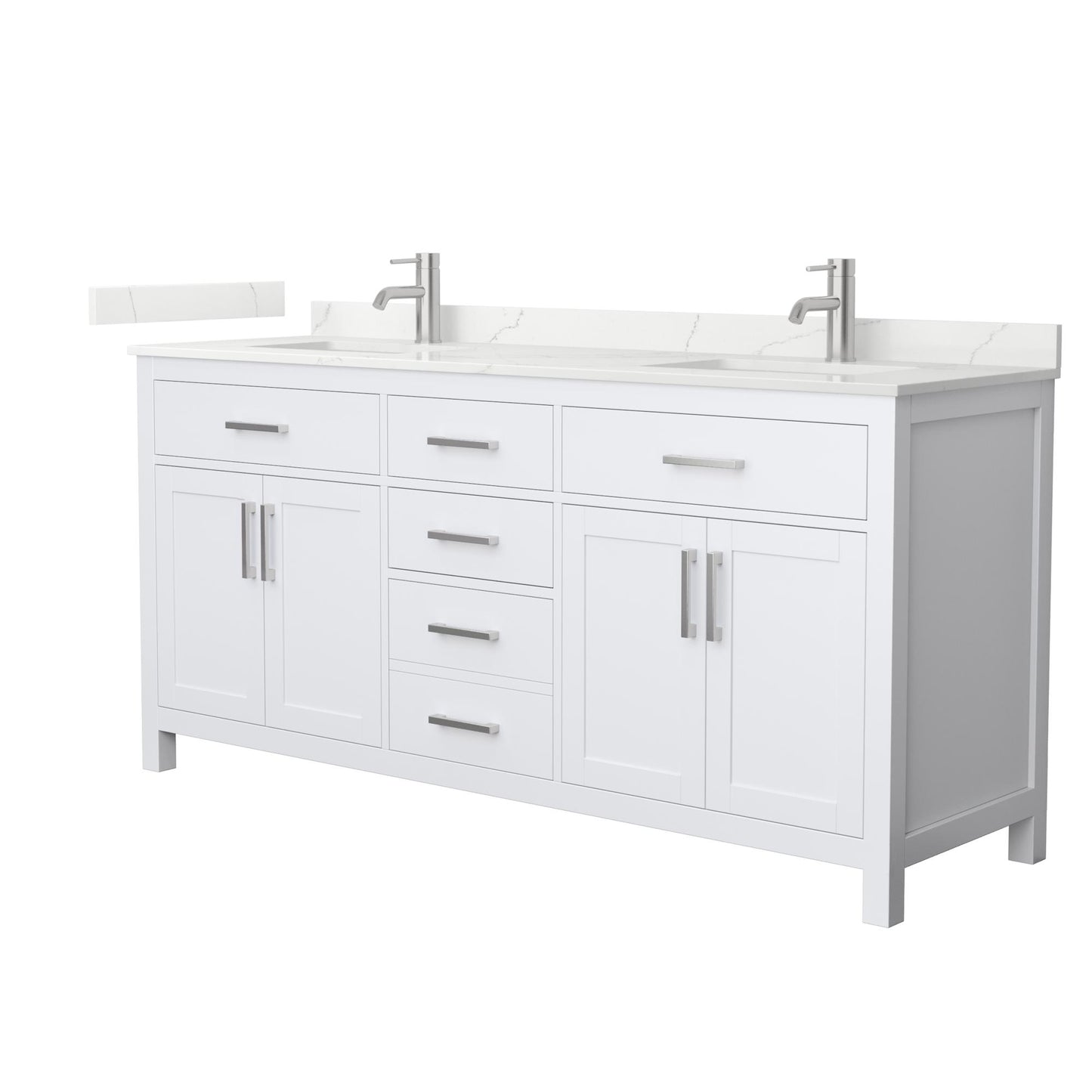 Beckett Bathroom Vanity with Countertop 72 inch Double Sink Single hole Faucet Setup
