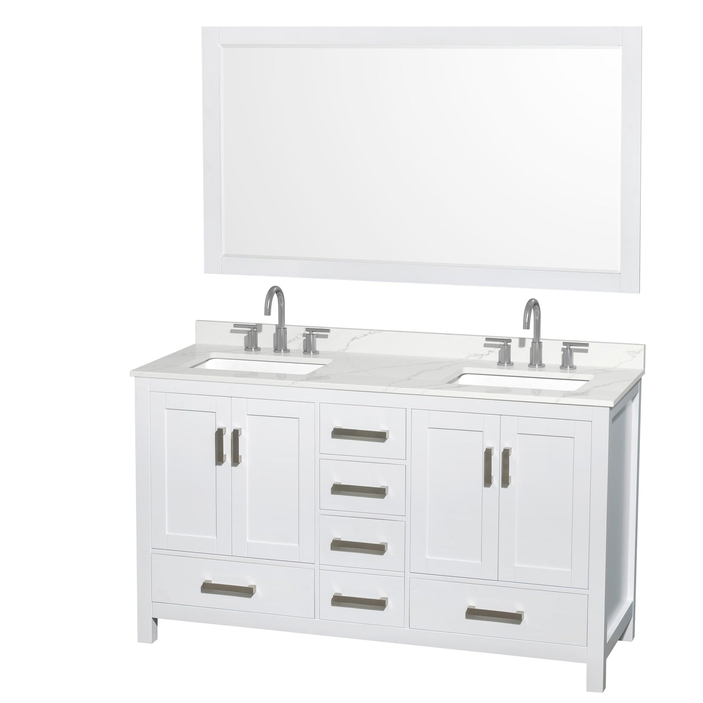 Sheffield Bathroom Vanity with Countertop 60 inch Double Sink 3-hole Faucet Setup