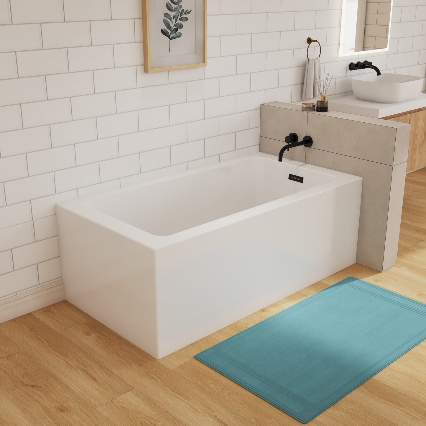 Grayley Alcove Acrylic Bathtub No Faucet 60 inch 2 Sided Skirt