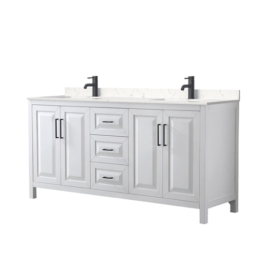 Daria Bathroom Vanity with Countertop 72 inch Double Sink Single hole Faucet Setup