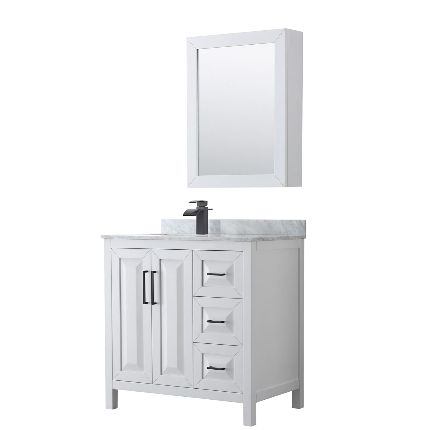 Daria Bathroom Vanity with Countertop 36 inch Single Sink Single hole Faucet Setup