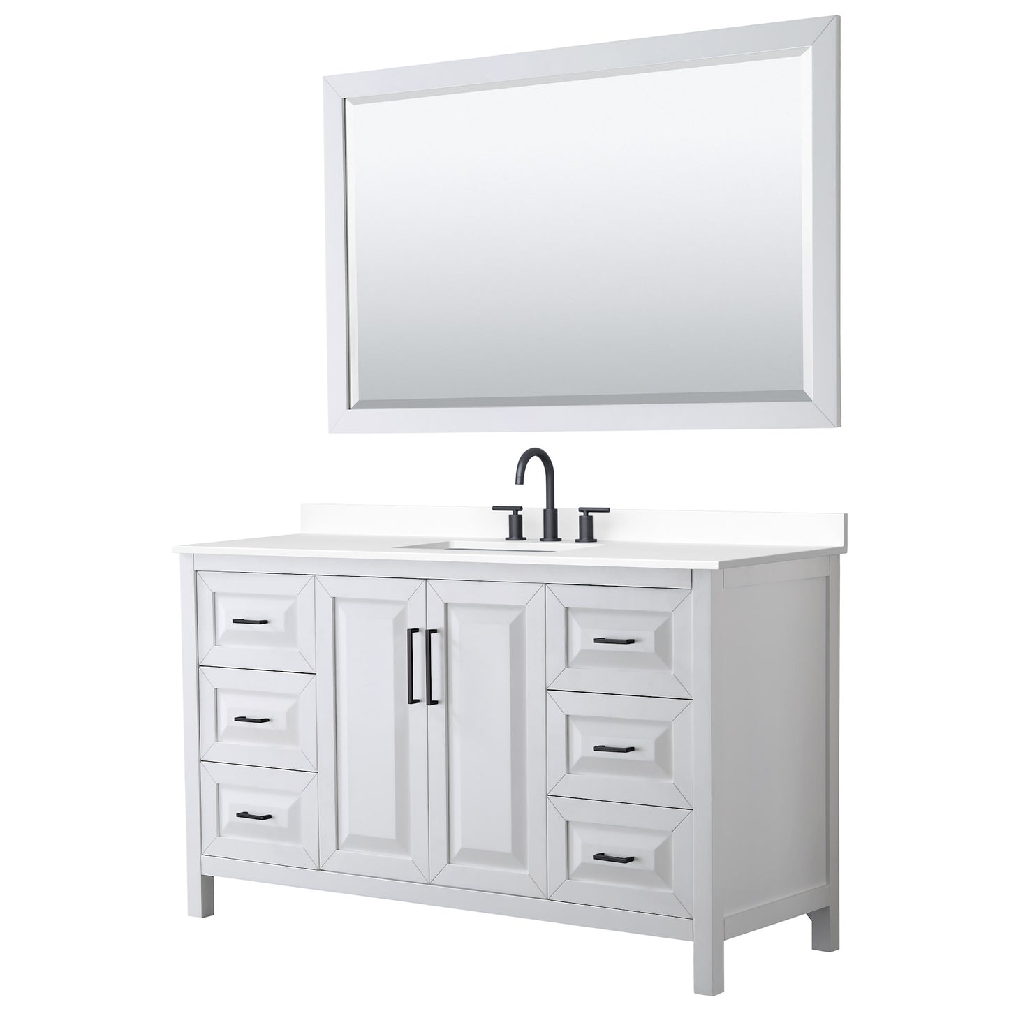 Daria Bathroom Vanity with Countertop 60 inch Single Sink 3-hole Faucet Setup