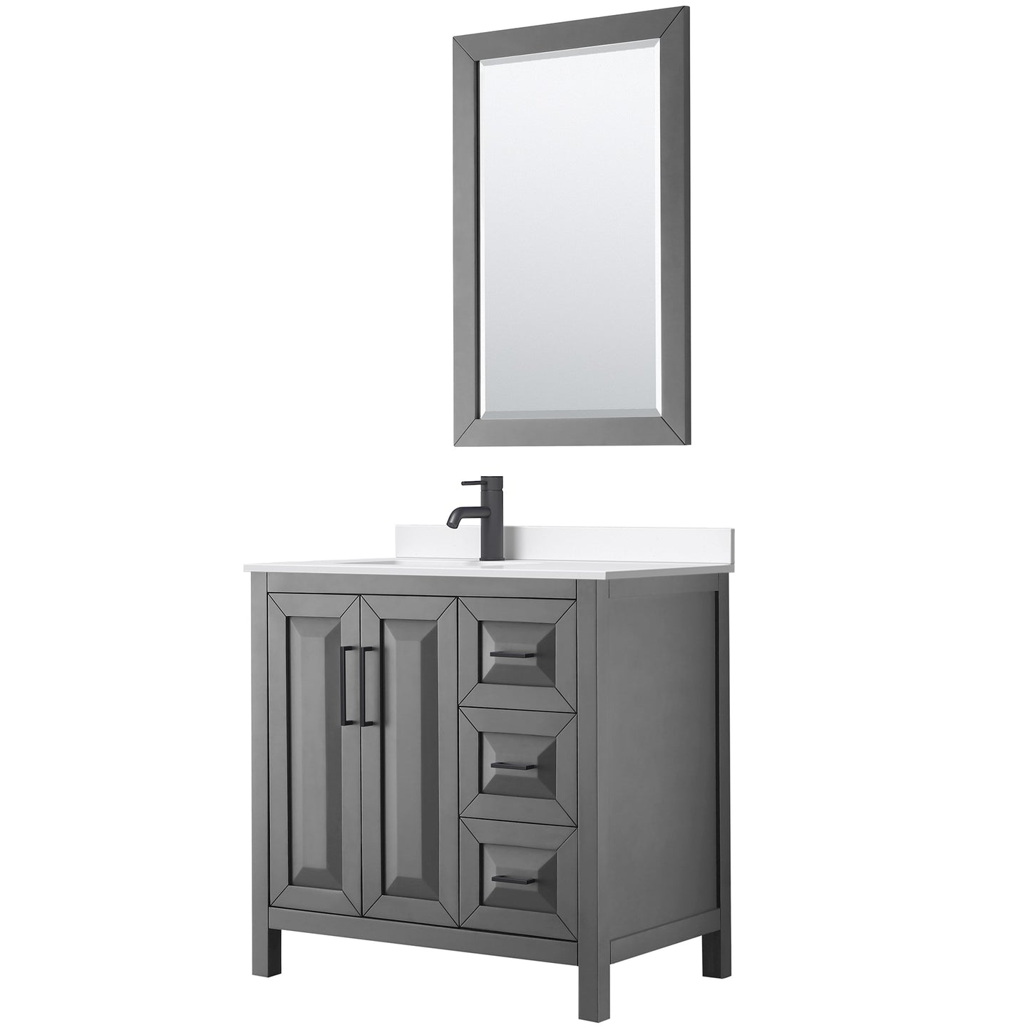 Daria Bathroom Vanity with Countertop 36 inch Single Sink Single hole Faucet Setup