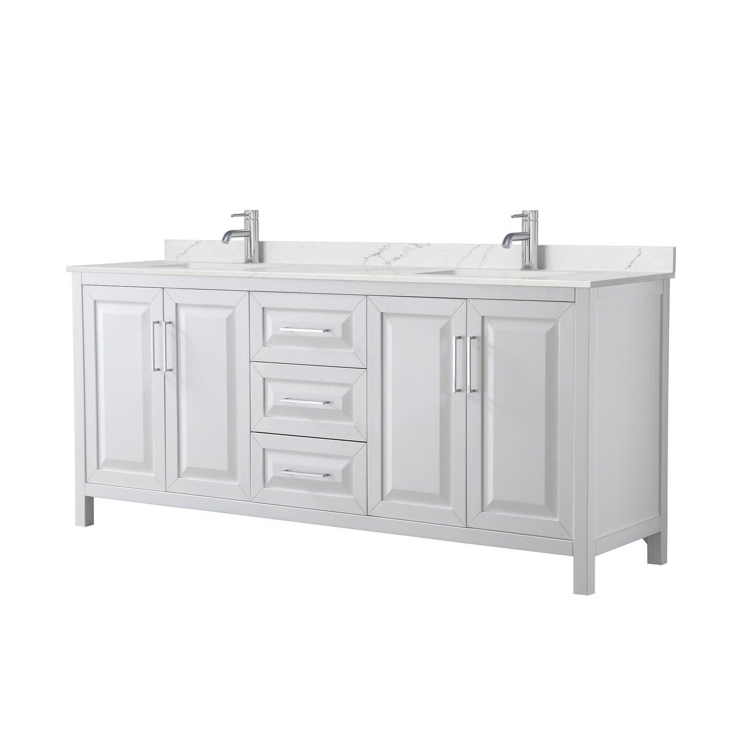 Daria Bathroom Vanity with Countertop 80 inch Double Sink Single hole Faucet Setup
