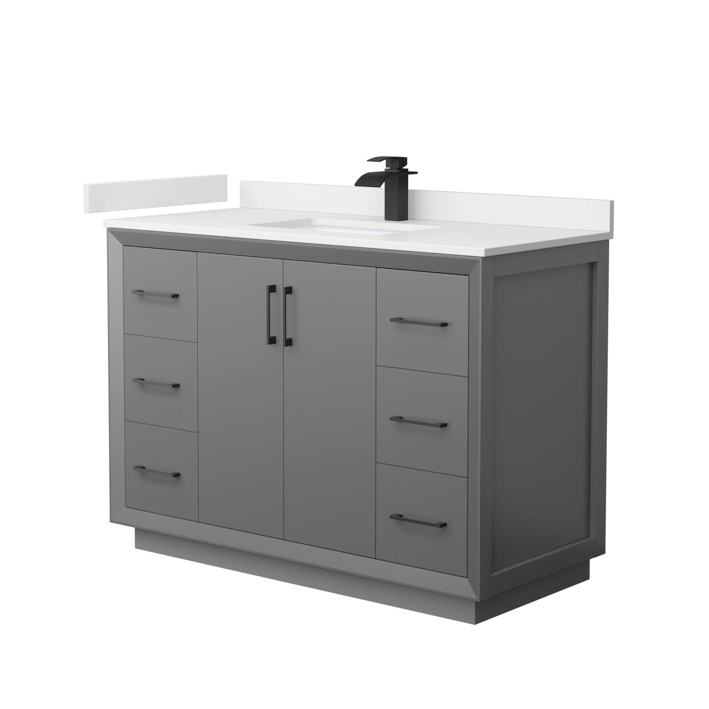 Strada Bathroom Vanity with Countertop 48 inch Single Sink Single hole Faucet Setup