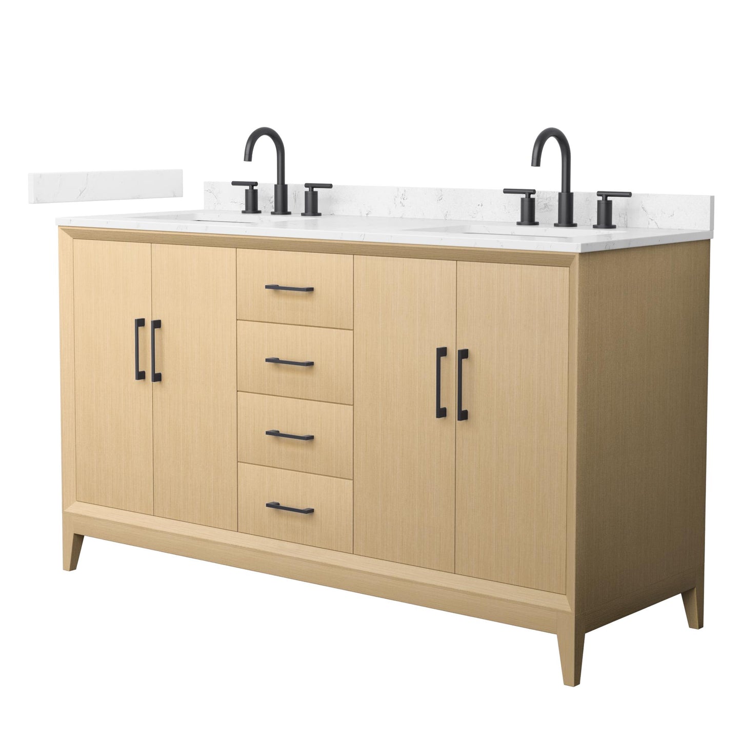 Janna Bathroom Vanity with Countertop 60 inch Double Sink 3-hole Faucet Setup