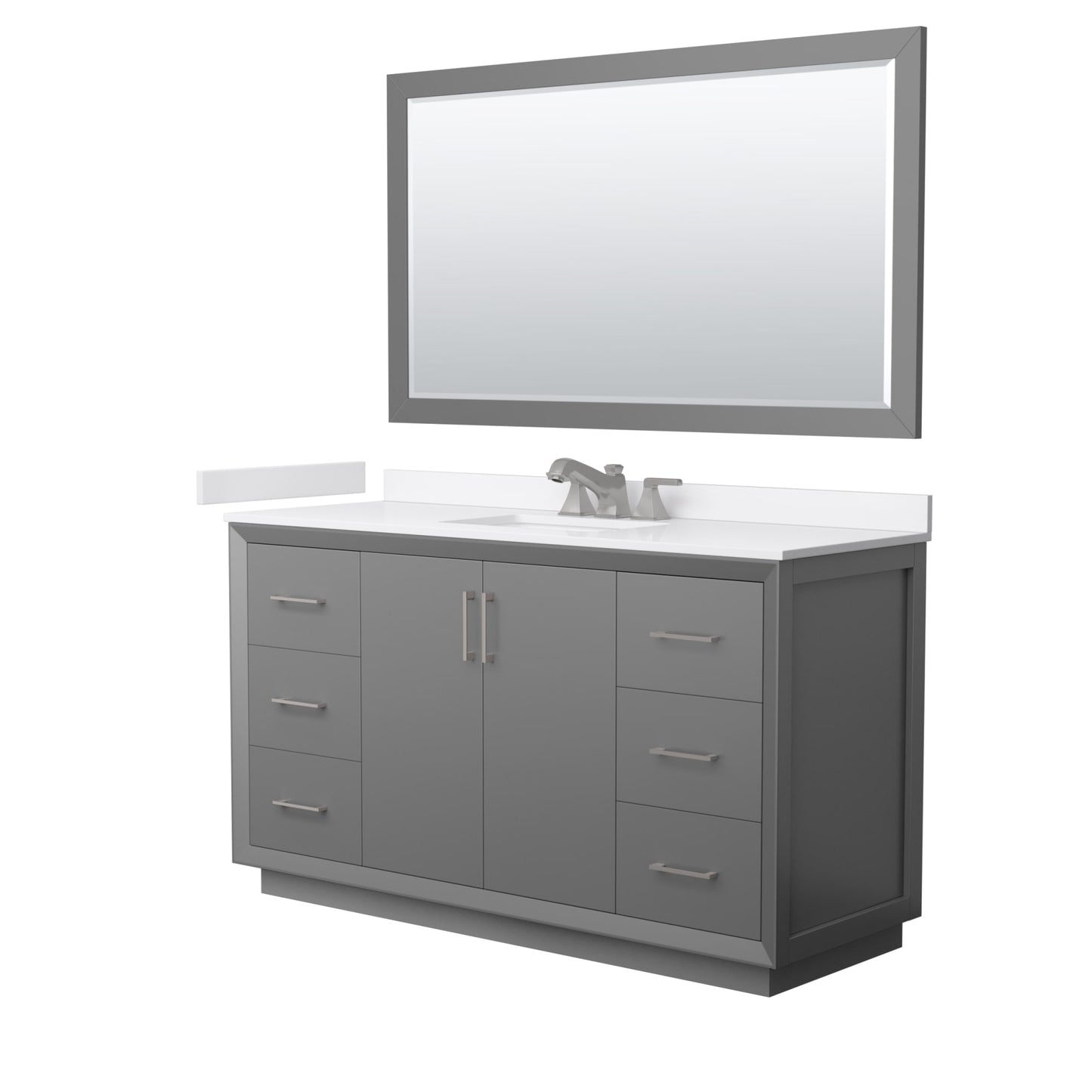 Strada Bathroom Vanity with Countertop 60 inch Single Sink 3-hole Faucet Setup