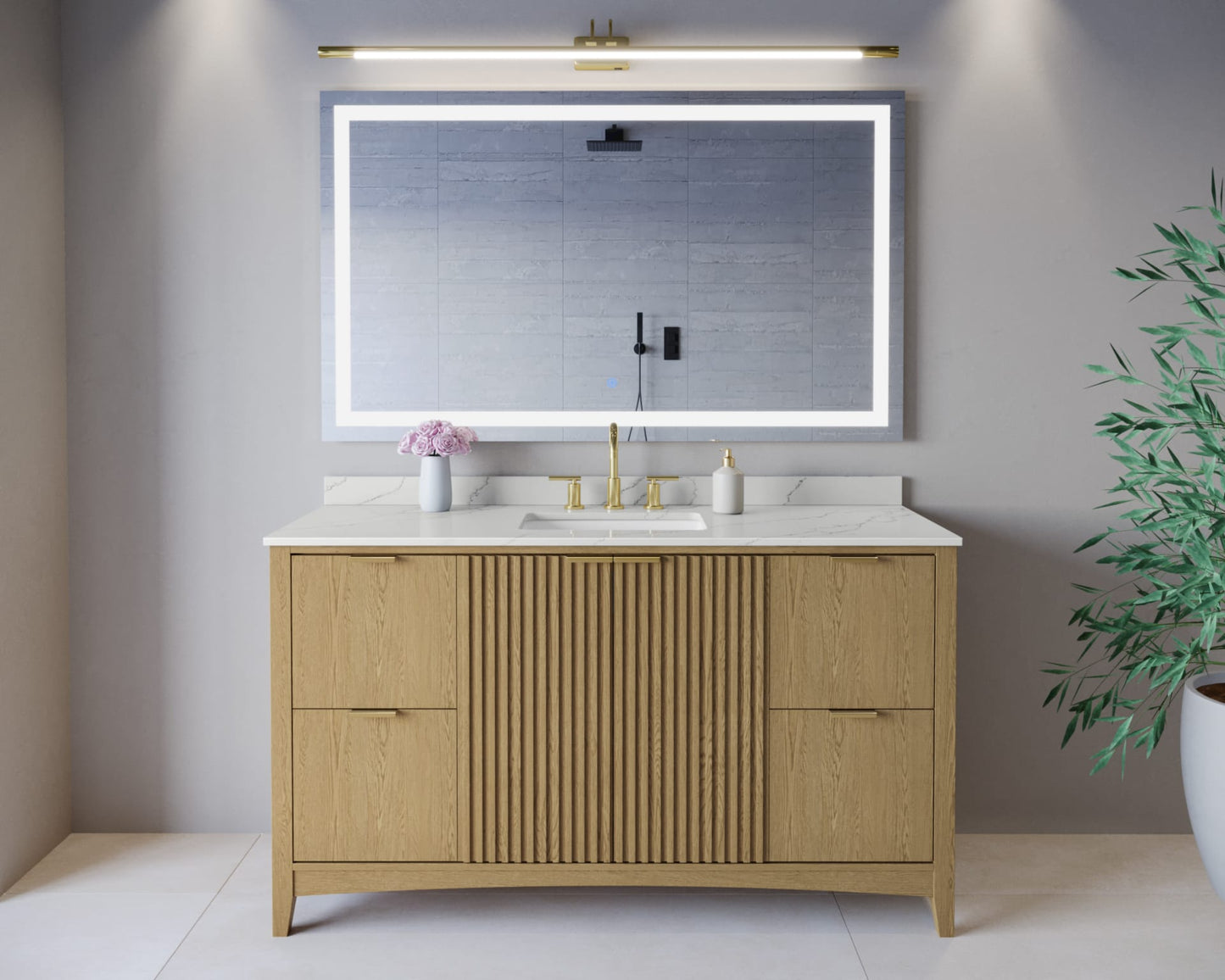 Palmilla Bathroom Vanity with Countertop 60 inch Single Sink 3-hole Faucet Setup