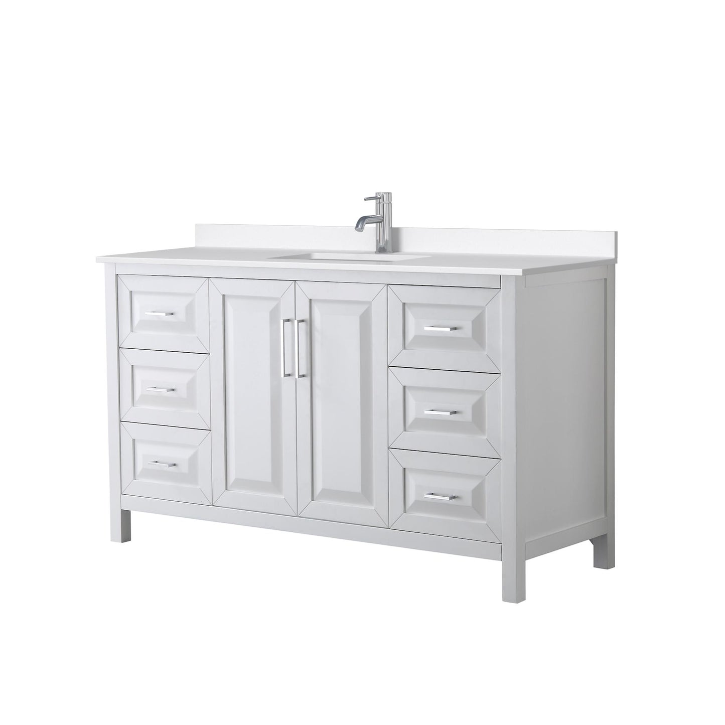 Daria Bathroom Vanity with Countertop 60 inch Single Sink Single hole Faucet Setup
