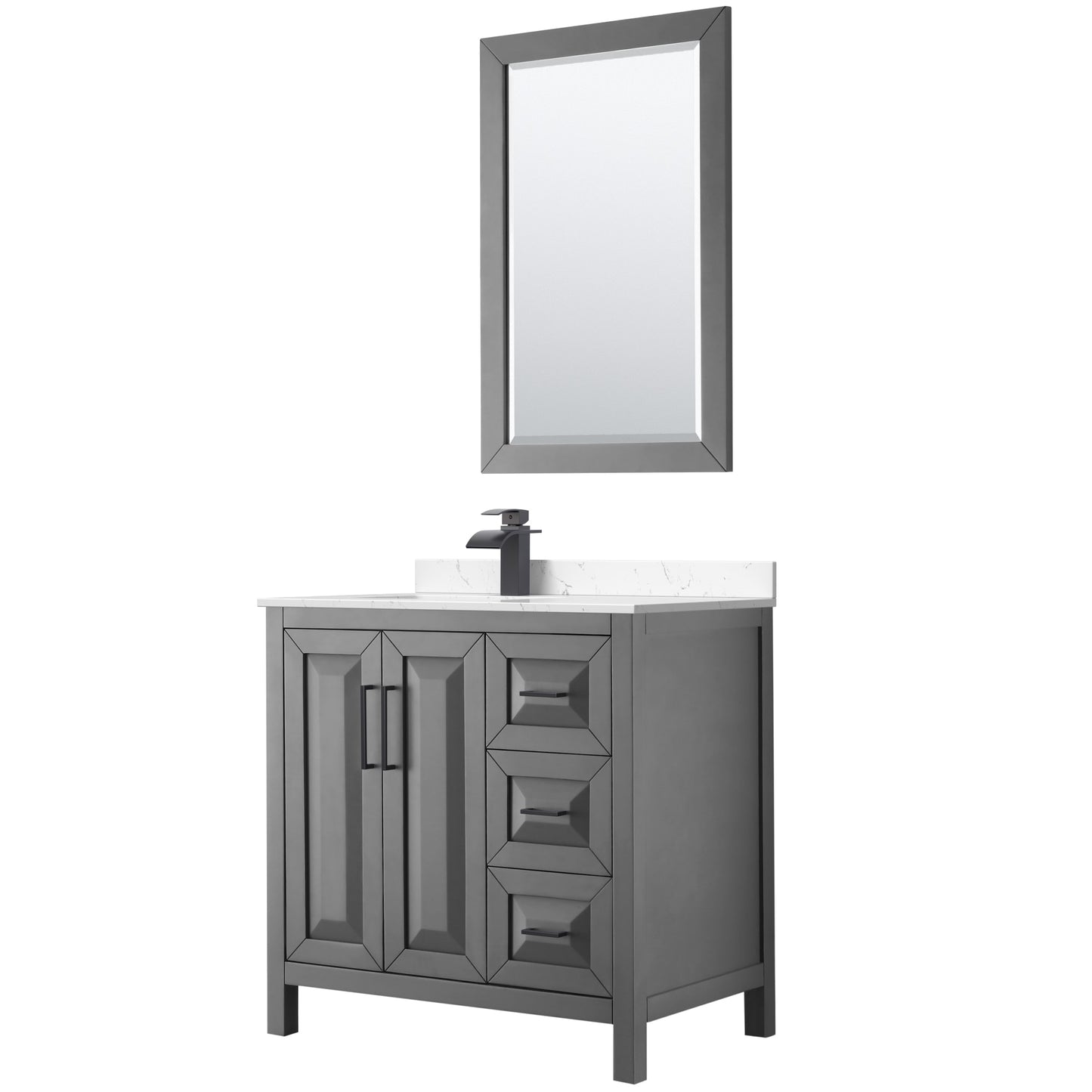 Daria Bathroom Vanity with Countertop 36 inch Single Sink Single hole Faucet Setup
